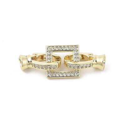 Brass Micro Pave Clear Cubic Zirconia Fold Over Clasps