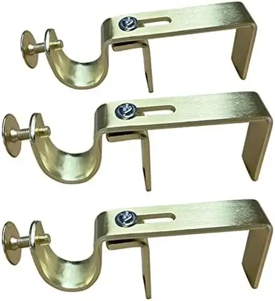 NoNo Bracket - No Drill Curtain Rod Bracket Attachment over Blinds (Gold Set of 3)