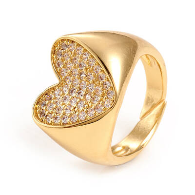 Adjustable Brass Micro Pave Clear Cubic Zirconia Cuff Rings