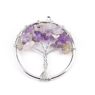 Natural Amethyst Tree fo Life Pendants