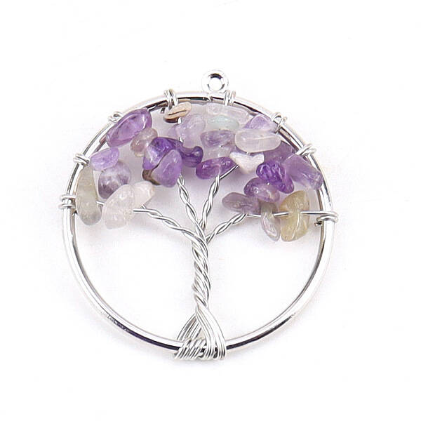 Natural Amethyst Tree fo Life Pendants