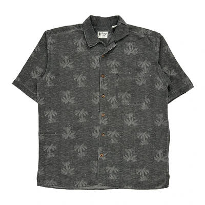 Vintage Silk Hawaiian Shirt - Large Grey Silk