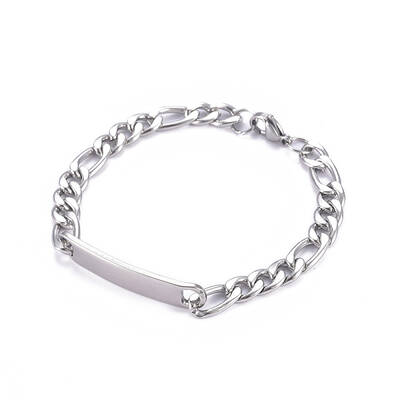 Tarnish Resistant 304 Stainless Steel Figaro Chain ID Bracelets