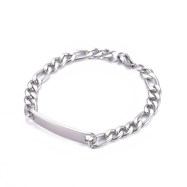 Tarnish Resistant 304 Stainless Steel Figaro Chain ID Bracelets