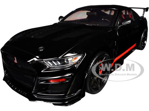 Shelby GT500 Code Red Black with Red Stripes Pink Slips Series 1/18 Diecast Model Car by Jada