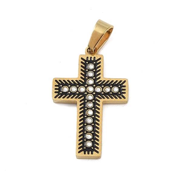 Ion Plating(IP) 304 Stainless Steel Enamel Rhinestone Pendants