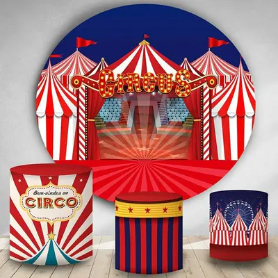 Aperturee Red Curtain Circus Round Birthday Decoration Backdrop Kit | Circle Party Backdrop | Custom Round Backdrop | Custom ...