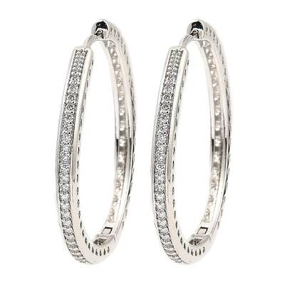 Brass Micro Pave Cubic Zirconia Hoop Earrings