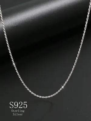 925 Sterling Silver Men's Twist Design Necklace, Fashionable Retro Chain Necklace, Trendy All-match & Exquisite Jewelry for B...