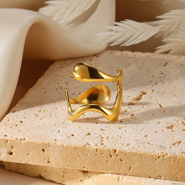 304 Stainless Steel Open Cuff Rings for Women