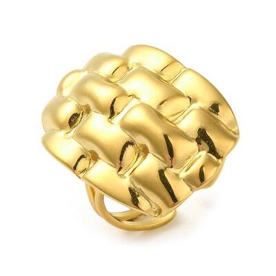 Ion Plating(IP) 304 Stainless Steel Oval Open Cuff Ring for Women