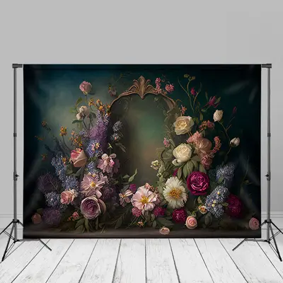 Vintage Wall Elegant Floral Photoshoot Backdrop - Aperturee
