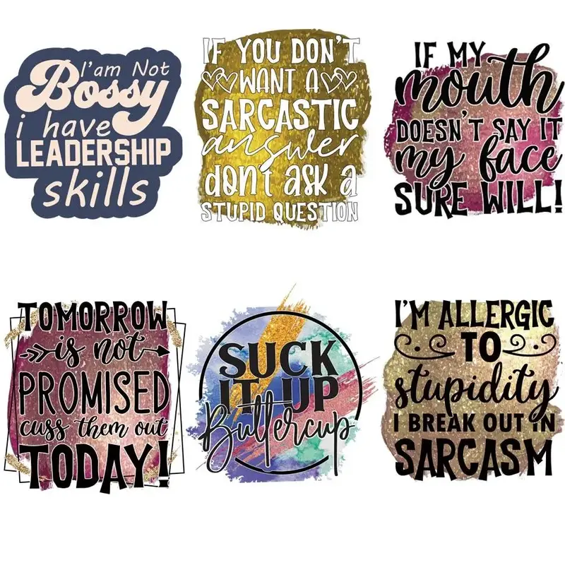 Letter Graphic Heat Transfer Sticker, 6 Counts/set Washable Heat Transfer Design Iron On Decals, Thermal Transfer Decorative�...