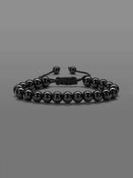 Men's Simple Beaded Bracelet, Casual Adjustable Beaded Bracelet for Daily Wear, Fashion Black Onyx Accessories for Men