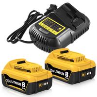 2-Packs  8000mAh Replacement for Dewalt 20V MAX Battery Compatible with DCB206 Series Power Tools Charger