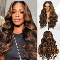 [30inch=$109] Budget Friendly Highlight 20 Inch to 32 Inch Wigs 1B/30 Ombre Color Body Wave Lace Frontal Human Hair Wigs for ...