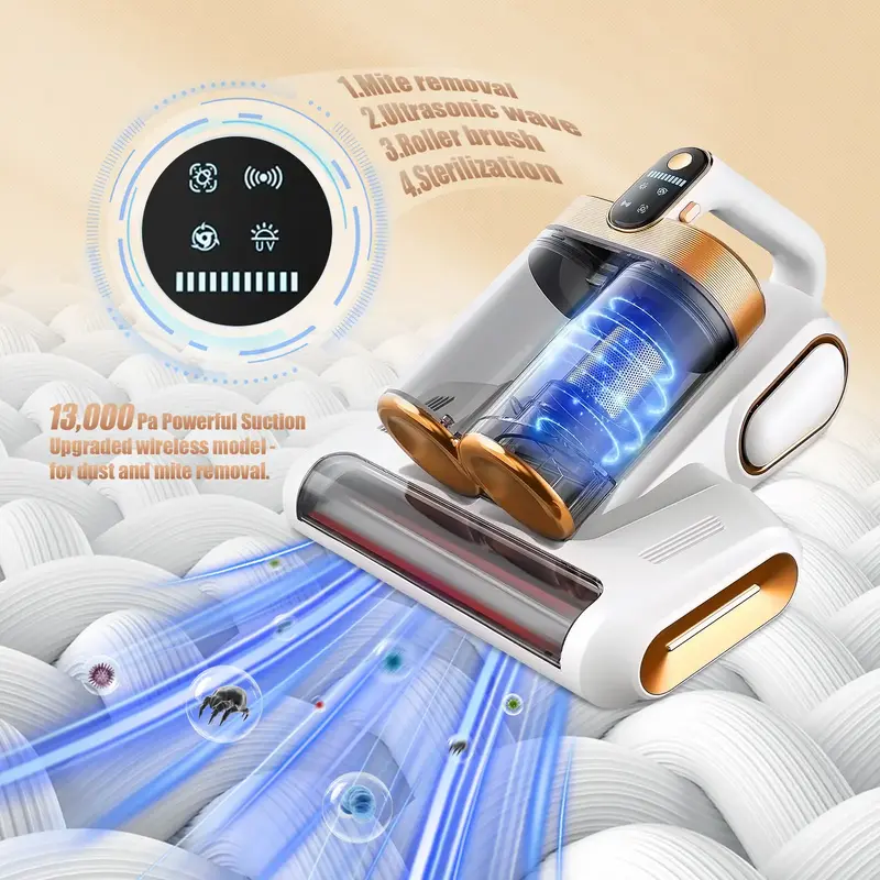SRGARH Mattess Vacuum Cleaner, Bed Vacuum with 13000pa Powerful Suction 253.7nm UV-C Light, Ultrasonic Technology, 18000 RPM/...