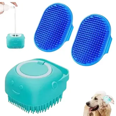 Cat Bath Comb, Bathroom Dog Shampoo Liquid Dispenser & Adjustable Cleaning Brush, Pet Bath Massage Brush Set, Adjustable Pet ...