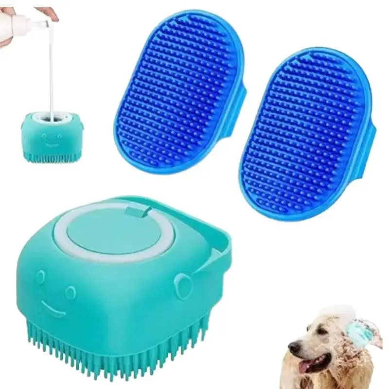 Cat Bath Comb, Bathroom Dog Shampoo Liquid Dispenser & Adjustable Cleaning Brush, Pet Bath Massage Brush Set, Adjustable Pet ...