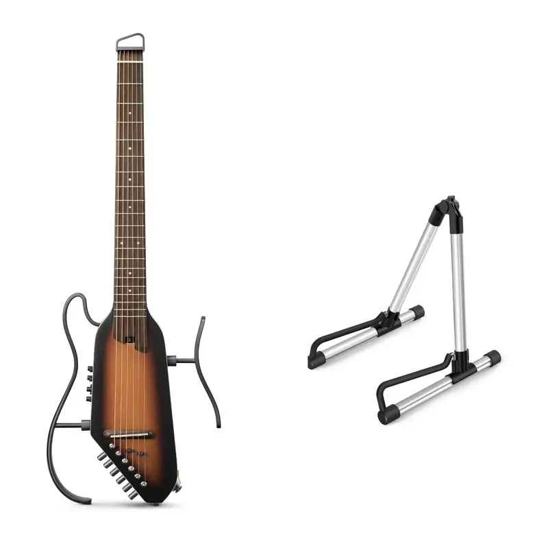 Donner HUSH™ I PRO Acoustic-Electric Travel Guitar - Sunburst Spruce / Guitar+Stand