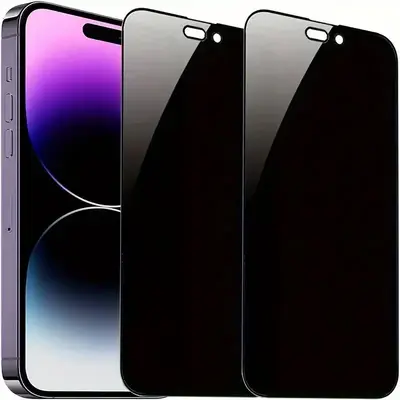[2+2] Premium Glossy Tempered Glass Screen Protector Set - Ultra-Private, Bubble-Free, Easy Installation for iPhone 15, 14, 1...