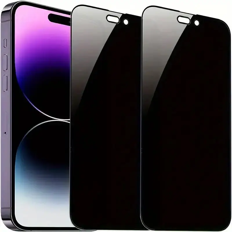 [2+2] Premium Glossy Tempered Glass Screen Protector Set - Ultra-Private, Bubble-Free, Easy Installation for iPhone 15, 14, 1...