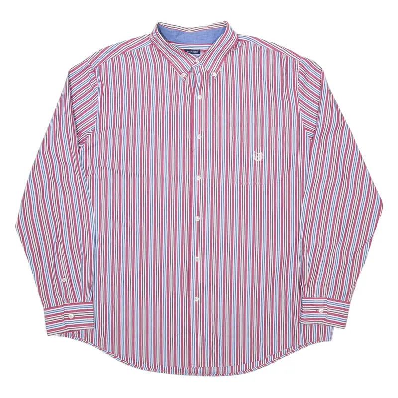 CHAPS Mens Shirt Red Pinstripe Long Sleeve XL