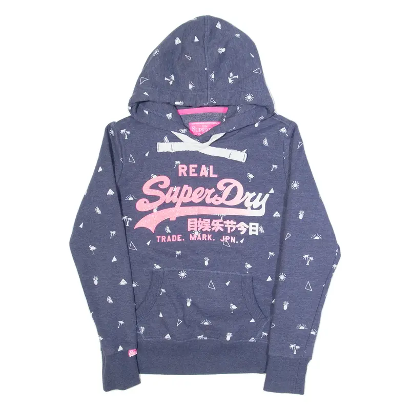 SUPERDRY Womens Blue Hoodie XS