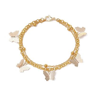 Brass Rolo Chain & Iron Cable Chain Multi-strand Bracelet