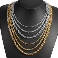 Hermah Twisted Rope Chain 3/5/7mm Rope Chain Necklace For Men Women Stainless Steel Silver Gold Color 16-30inch Punk Party Je...