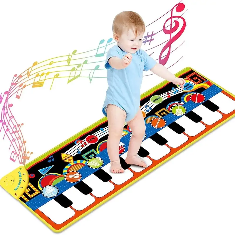 Kids Musical Mat with 8 Instrumental Sounds, Foldable Keyboard Dance Floor Mats, Early Educational Musical Toys for Toddlers ...