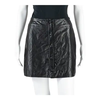 BLULITA Faux Leather Quilted Look Womens Straight Skirt Black Short UK 8