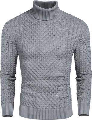 Slim Fit Turtleneck Twisted Sweater (US Only), Gray / M