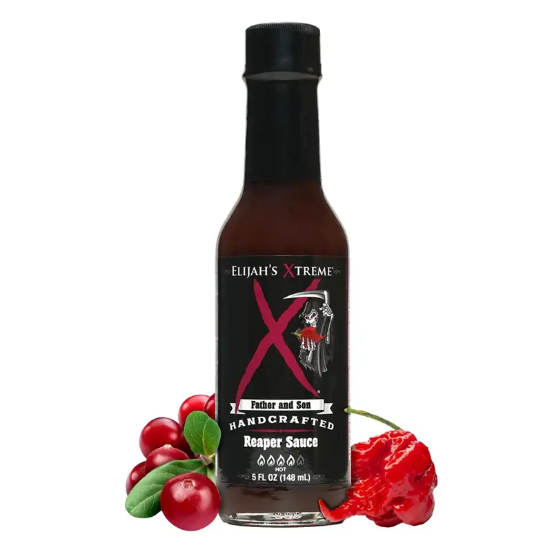 Elijah's Xtreme Reaper Hot Sauce - Sweet & Spicy Carolina Reaper Blend with Black Cherries & Cranberries, Hot About 350,000 S...