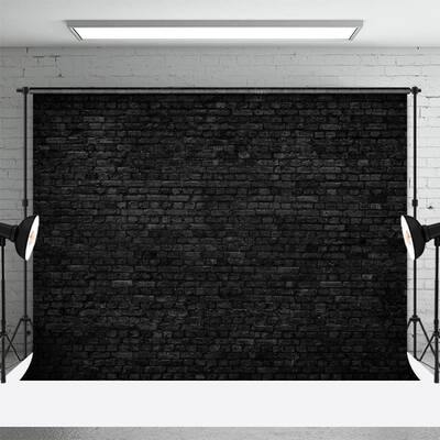 Black Brick Wall Portrait Photo Studio Backdrop - Aperturee