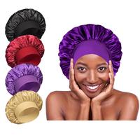 4 count Silk Satin Bonnets for Sleeping - Elastic Wide Band Wrap for Black Women Men,Silk Bonnets for Curly Hair,Large Hair C...