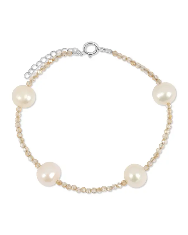 Toni Bracelet | Metal Color: Silver | Gemstone: Topaz | Length: Adjustable 6 - 7 inches