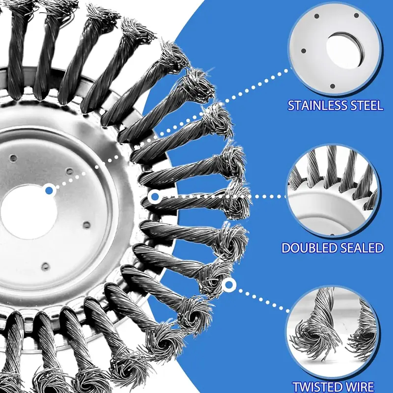 6 Inch Steel Wire Rotary Weed Brush Cutter Trimmer Head for Weed Cutter Eater, Unbreakable Wired Trimmer Blade, Weed Trimmer ...
