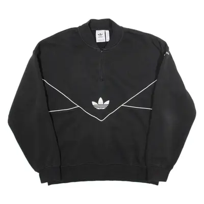 ADIDAS Womens Sweatshirt Black 1/4 Zip L