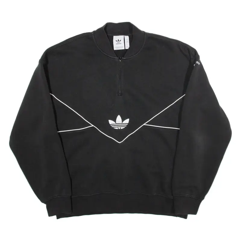 ADIDAS Womens Sweatshirt Black 1/4 Zip L