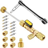 1 Set Valve Core Remover Tool and HVAC Service Wrench Set with Hex Bit Adapter,Dual Size SAE 1/4 & 5/16 Port,10 PCS Valve Cor...