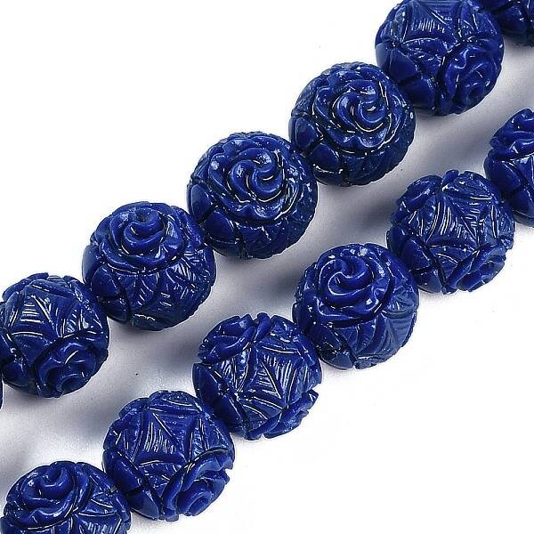 Synthetic Coral Carved Beads Strands