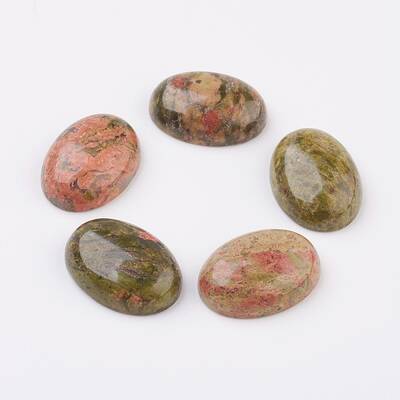 Natural Unakite Flat Back Cabochons