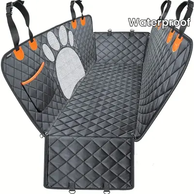 Premium Pet Car Seat Cover - Waterproof, Breathable Mesh Window, Side Zipper, Door Protection, Universal Fit for Cars, Trucks...