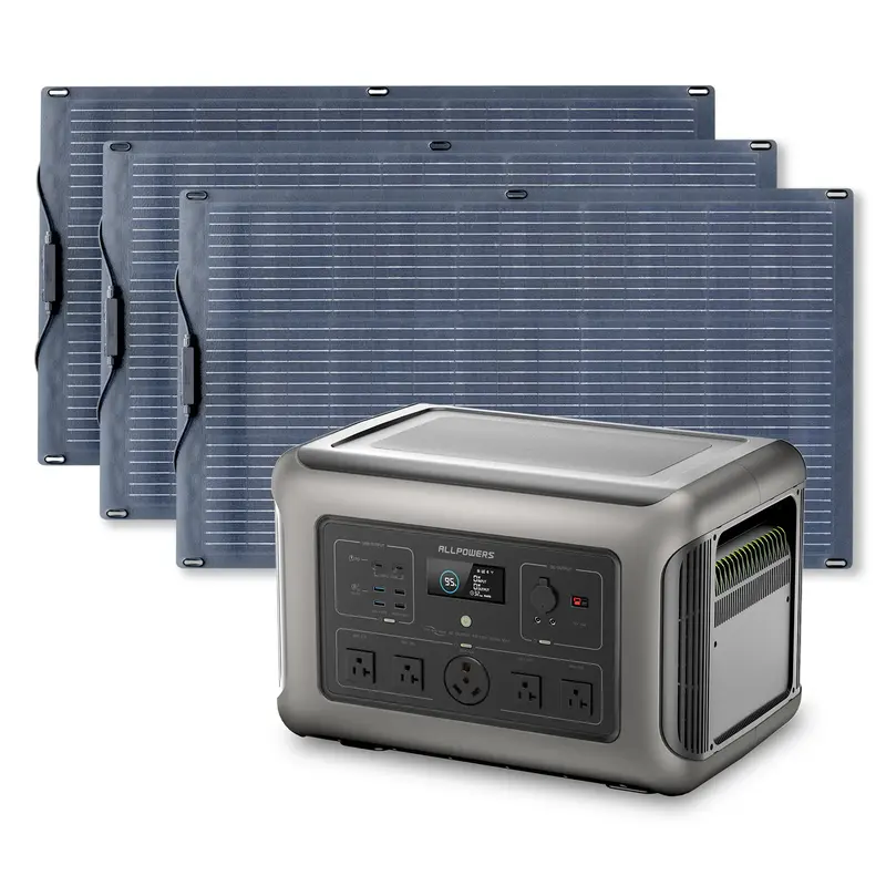 ALLPOWERS 3200W Solar Generator (R3500 + SF100 100W Flexible Solar Panel) R3500+3PCS SF100 100W Solar Panel