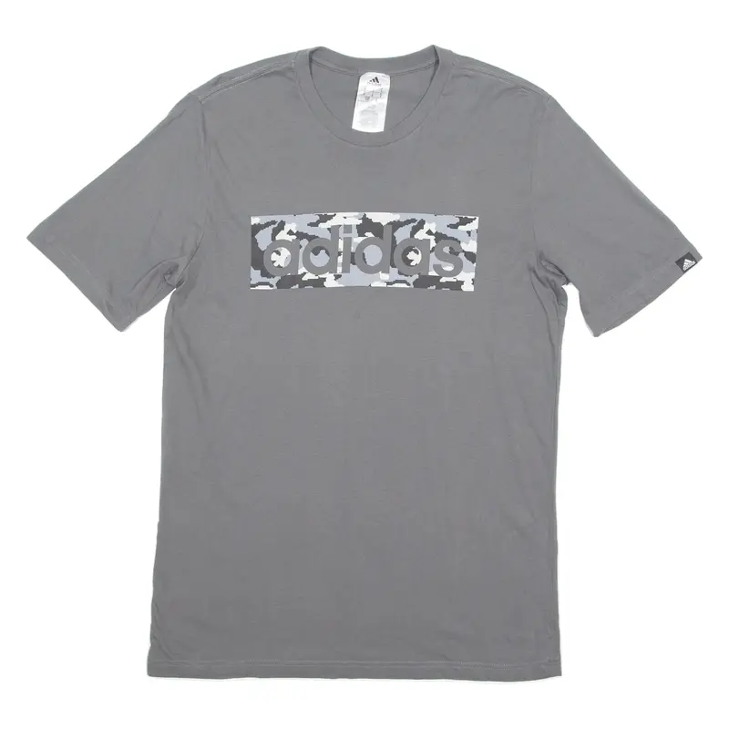 ADIDAS Digital Camo Mens T-Shirt Grey Crew Neck S