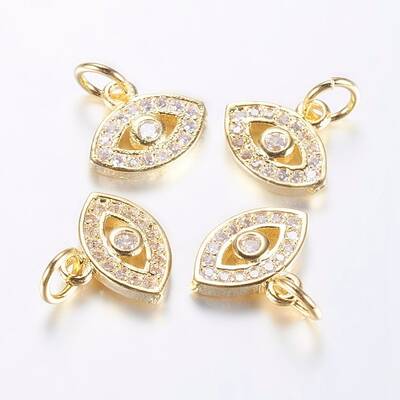 Long-Lasting Plated Brass Micro Pave Cubic Zirconia Charms