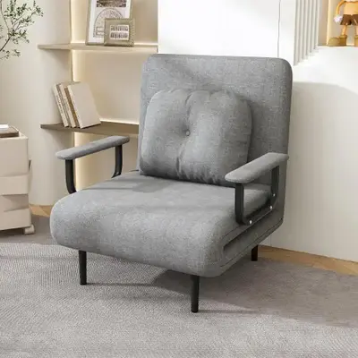 Convertible Chair Bed Sleeper for Adults, 5 in 1 Folding Chair Bed with 5-Position Adjustable Backrest & Pillow, Comfy Single...