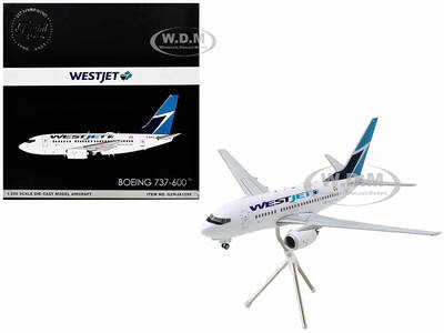 Boeing 737-600 Commercial Aircraft WestJet (C-GWSL) White with Blue Tail Gemini 200 Series 1/200 Diecast Model Airplane by Ge...