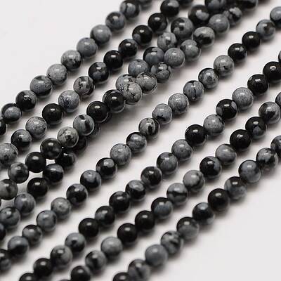 Natural Snowflake Obsidian Round Bead Strands